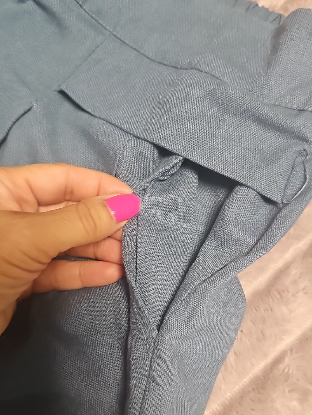 Wide Leg High-Rise Pants in Blue - Picture 4 of 6